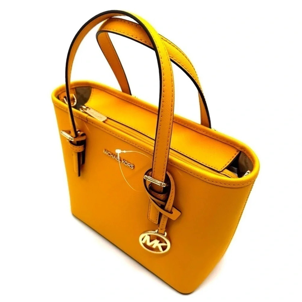 Michael Kors Jet Set Travel Extra-Small Top Zip Tote Bag Jasmine Yellow - Picture 6 of 10